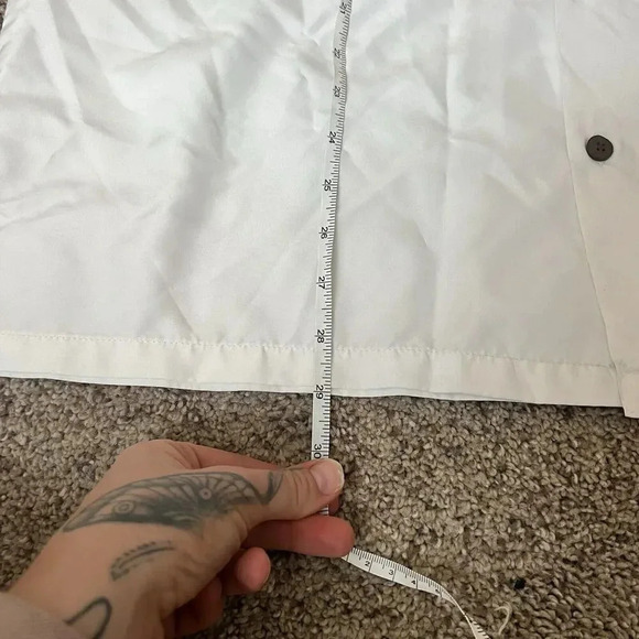 Makani Hawaii Shirt Mens Large White B&W Floral Microfiber Hawaiian Aloha Tribal - Picture 2 of 9